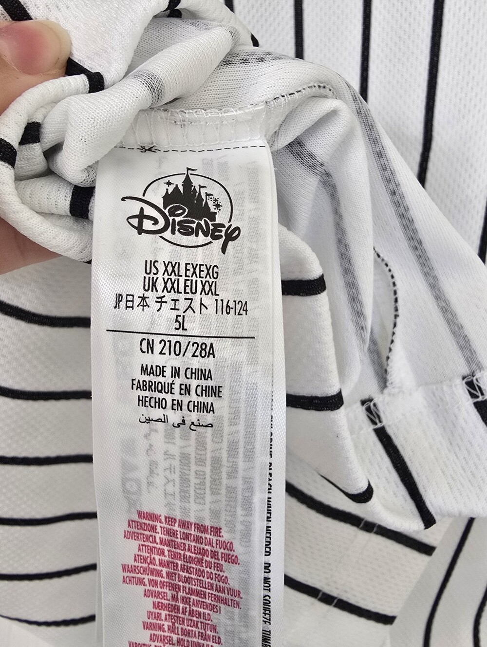 Men's Black & White  DISNEY Pinstripe Baseball Shirt with Mickey - Picture 10 of 11